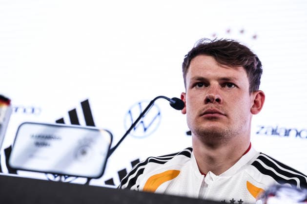 Fussball, UEFA Länderspiel Pressekonferenz Deutschland vor dem Freundschaftsspiel gegen Ghana 29.03.2026, MHP Arena Stuttgart Alexander Nübel (Deutschland, 12) Stuttgart MHP Arena Baden-Württemberg Deutschland