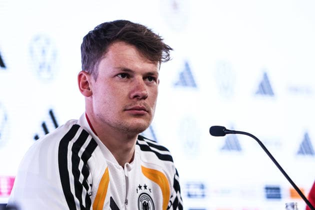 Fussball, UEFA Länderspiel Pressekonferenz Deutschland vor dem Freundschaftsspiel gegen Ghana 29.03.2026, MHP Arena Stuttgart Alexander Nübel (Deutschland, 12) Stuttgart MHP Arena Baden-Württemberg Deutschland