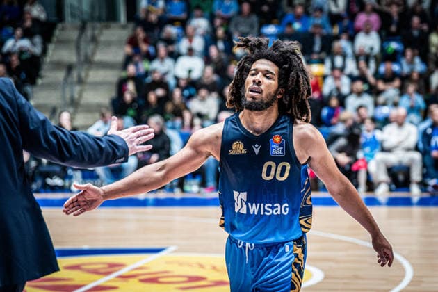 29.03.2026, xhfmx, Basketball easyCredit BBL Bundesliga, Frankfurt Skyliners - Rostock Seawolves Tyger Campbell (Skyliners Frankfurt) (DFL DFB REGULATIONS PROHIBIT ANY USE OF PHOTOGRAPHS as IMAGE SEQUENCES and or QUASI-VIDEO) Frankfurt am Main