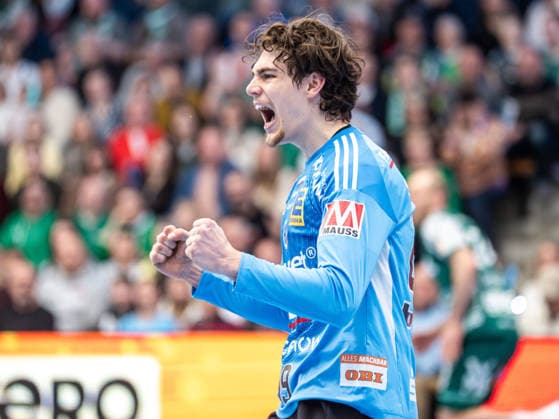 Tin Herceg (HC Erlangen, 99) jubelt nach einer Parade, Frisch Auf Goeppingen vs. HC Erlangen, Handball, 1. Bundesliga, Herren, Spielzeit 2025 2026, 29.03.2026, Frisch Auf Goeppingen vs. HC Erlangen, Handball, 1. Bundesliga, Herren, Spielzeit 2025 2026, 29.03.2026 Goeppingen Copyright: xEibner-Pressefoto MichaelxSchmidx EP_MST