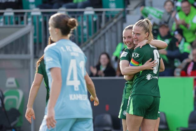 29.03.2026, xgrfx, Fussball Google Pixel Frauen-Bundesliga, VfL Wolfsburg - 1.FC Union Berlin v.l. Tor, Janina Minge zum 1:1 (VfL Wolfsburg) (DFL DFB REGULATIONS PROHIBIT ANY USE OF PHOTOGRAPHS as IMAGE SEQUENCES and or QUASI-VIDEO) Wolfsburg