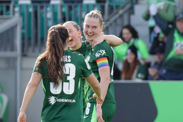 29.03.2026, xgrfx, Fussball Google Pixel Frauen-Bundesliga, VfL Wolfsburg - 1.FC Union Berlin v.l. Tor, Janina Minge zum 1:1 (VfL Wolfsburg) (DFL DFB REGULATIONS PROHIBIT ANY USE OF PHOTOGRAPHS as IMAGE SEQUENCES and or QUASI-VIDEO) Wolfsburg