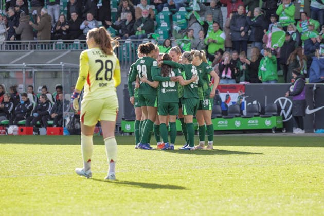 29.03.2026, xgrfx, Fussball Google Pixel Frauen-Bundesliga, VfL Wolfsburg - 1.FC Union Berlin v.l. Tor, Janina Minge zum 1:1 (VfL Wolfsburg) (DFL DFB REGULATIONS PROHIBIT ANY USE OF PHOTOGRAPHS as IMAGE SEQUENCES and or QUASI-VIDEO) Wolfsburg