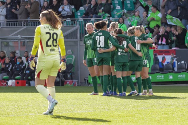 29.03.2026, xgrfx, Fussball Google Pixel Frauen-Bundesliga, VfL Wolfsburg - 1.FC Union Berlin v.l. Tor, Janina Minge zum 1:1 (VfL Wolfsburg) (DFL DFB REGULATIONS PROHIBIT ANY USE OF PHOTOGRAPHS as IMAGE SEQUENCES and or QUASI-VIDEO) Wolfsburg