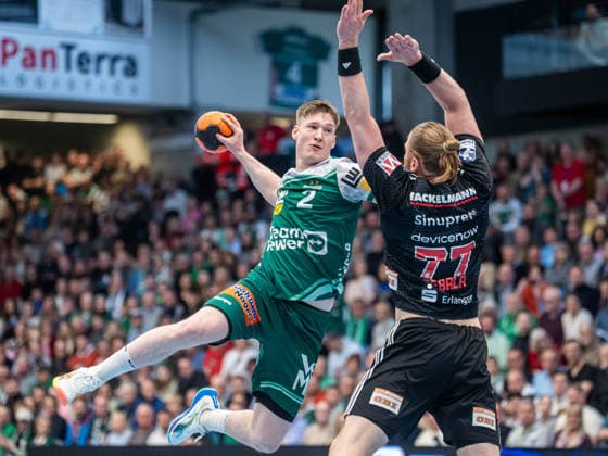 Oskar Neudeck (Frisch Auf Goeppingen, 02) beim Wurf, Frisch Auf Goeppingen vs. HC Erlangen, Handball, 1. Bundesliga, Herren, Spielzeit 2025 2026, 29.03.2026, Frisch Auf Goeppingen vs. HC Erlangen, Handball, 1. Bundesliga, Herren, Spielzeit 2025 2026, 29.03.2026 Goeppingen Copyright: xEibner-Pressefoto MichaelxSchmidx EP_MST