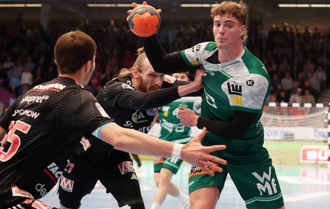 29.03.2026, Deutschland, Göppingen, Handball DAIKIN HBL, FRISCH AUF! Göppingen vs. HC Erlangen, Victor Klöve (FAG)