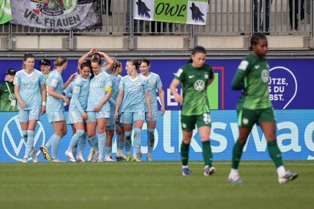 29.03.2026, xgrfx, Fussball Google Pixel Frauen-Bundesliga, VfL Wolfsburg - 1.FC Union Berlin v.l. Tor, Tanja Pawollek zum 1:3 für Union Berlin. (DFL DFB REGULATIONS PROHIBIT ANY USE OF PHOTOGRAPHS as IMAGE SEQUENCES and or QUASI-VIDEO) Wolfsburg