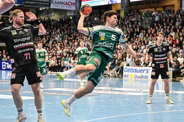 DAIKIN HBL Bundesliga: Frisch Auf! Göppingen - HC Erlangen; Göppingen, 29.03.2026 Rutger ten Velde (FRISCH AUF! Göppingen, 5) springt in den Kreis. Göppingen, 29.03.2026, 26. Spieltag der DAIKIN Handball-Bundesliga, Frisch Auf! Göppingen - HC Erlangen EWS-Arena, Göppingen. Copyright: xBEAUTIFULxSPORTS Märklx