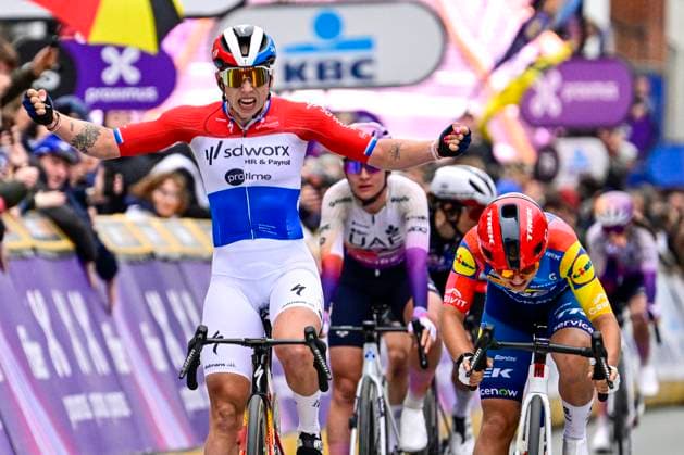 In Flanders Fields in Wevelgem Women 2026 Cycling Race WEVELGEM, BELGIUM - MARCH 29 : Wiebes Lorena (NED) of Team SD Worx - Protime celebrating her victory, Moors Fleur (BEL) of Lidl - Trek during the 13rd edition of In Flanders Fields in Wevelgem Women an UCI Women s World Tour 1.WWT one day cycling road race for Women Elite of 134 km with start in Wevelgem and finish in Wevelgem on March 29, 2026 in Wevelgem, Belgium, 29 03 2026 ( Motordriver Serge Seynaeve - Wevelgem Belgium  Copyright: xJanxDexMeuleneirx