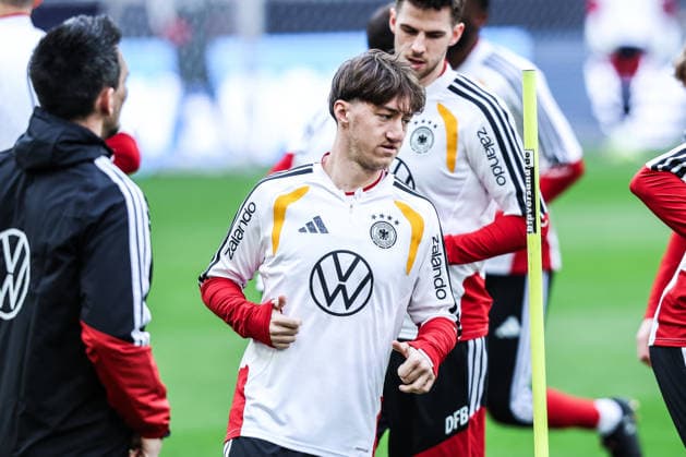 Fussball, UEFA Länderspiel Abschlusstraining Deutschland vor dem Freundschaftsspiel gegen Ghana 29.03.2026, MHP Arena Stuttgart Angelo Stiller (Deutschland, 16) Stuttgart MHP Arena Baden-Württemberg Deutschland
