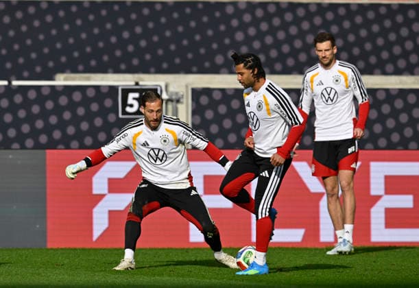 Serge Gnabry GER (20) Aktion am Ball Torwart Oliver Baumann GER (01) Leon Goretzka GER (08) Aufwaermen Training iam 29.03.2026 m Vorfeld des DFB Laenderspiel Deutschland GER vs Ghana GHA Freundschatsspiel Testspiel am 30.03.2026 DFL REGULATIONS PROHIBIT ANY USE OF PHOTOGRAPHS AS IMAGE SEQUENCES AND OR QUASI-VIDEO DFB Laenderspiel Deutschland GER vs Ghana GHA