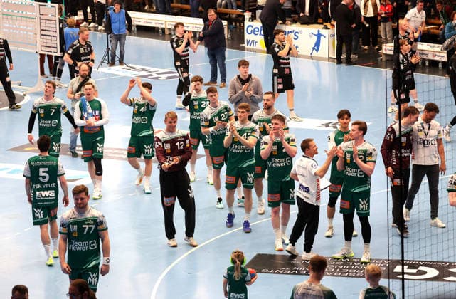 29.03.2026, Deutschland, Göppingen, Handball DAIKIN HBL, FRISCH AUF! Göppingen vs. HC Erlangen, Jubel, Schlußjubel (FAG)