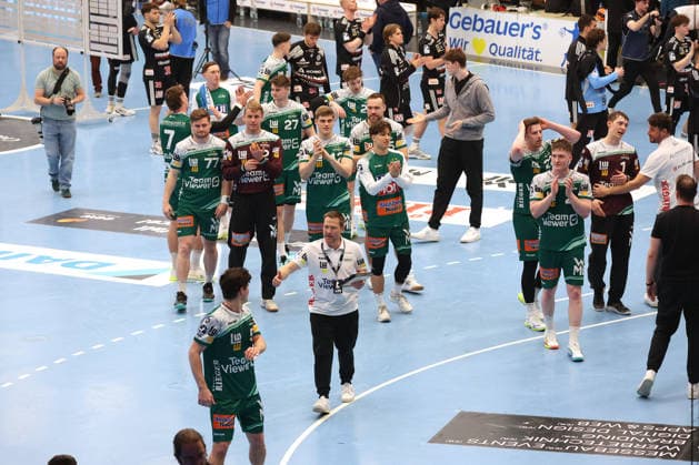 29.03.2026, Deutschland, Göppingen, Handball DAIKIN HBL, FRISCH AUF! Göppingen vs. HC Erlangen, Jubel, Schlußjubel (FAG)
