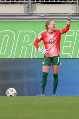 29.03.2026, xgrfx, Fussball Google Pixel Frauen-Bundesliga, VfL Wolfsburg - 1.FC Union Berlin v.l. Janina Minge im Tor (VfL Wolfsburg) (DFL DFB REGULATIONS PROHIBIT ANY USE OF PHOTOGRAPHS as IMAGE SEQUENCES and or QUASI-VIDEO) Wolfsburg