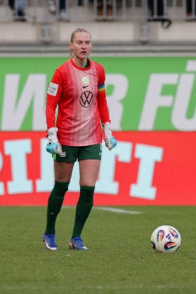 29.03.2026, xgrfx, Fussball Google Pixel Frauen-Bundesliga, VfL Wolfsburg - 1.FC Union Berlin v.l. Janina Minge im Tor (VfL Wolfsburg) (DFL DFB REGULATIONS PROHIBIT ANY USE OF PHOTOGRAPHS as IMAGE SEQUENCES and or QUASI-VIDEO) Wolfsburg