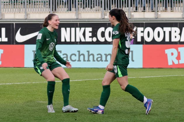 29.03.2026, xgrfx, Fussball Google Pixel Frauen-Bundesliga, VfL Wolfsburg - 1.FC Union Berlin v.l. Tor, Judit Pujols zum 3:3 (VfL Wolfsburg) (DFL DFB REGULATIONS PROHIBIT ANY USE OF PHOTOGRAPHS as IMAGE SEQUENCES and or QUASI-VIDEO) Wolfsburg