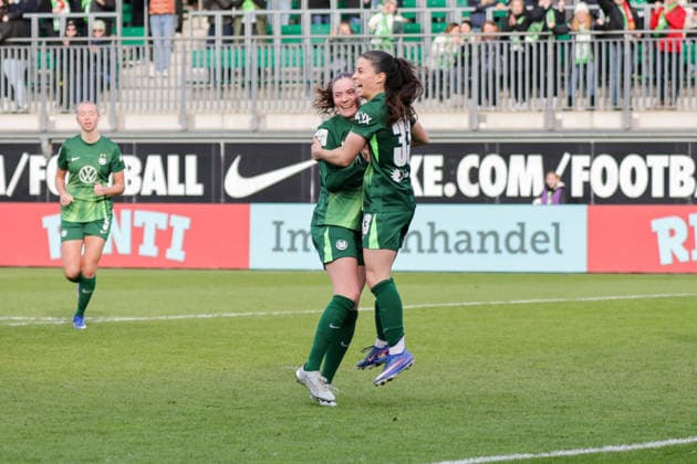 29.03.2026, xgrfx, Fussball Google Pixel Frauen-Bundesliga, VfL Wolfsburg - 1.FC Union Berlin v.l. Tor, Judit Pujols zum 3:3 (VfL Wolfsburg) (DFL DFB REGULATIONS PROHIBIT ANY USE OF PHOTOGRAPHS as IMAGE SEQUENCES and or QUASI-VIDEO) Wolfsburg