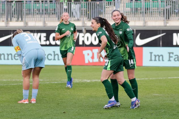 29.03.2026, xgrfx, Fussball Google Pixel Frauen-Bundesliga, VfL Wolfsburg - 1.FC Union Berlin v.l. Tor, Judit Pujols zum 3:3 (VfL Wolfsburg) (DFL DFB REGULATIONS PROHIBIT ANY USE OF PHOTOGRAPHS as IMAGE SEQUENCES and or QUASI-VIDEO) Wolfsburg