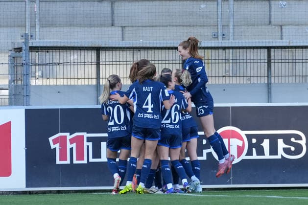Torjubel, Emotionen, Jubel, Torerfolg, Abschluss, Treffer , Deutschland, Fussball, GooglePixel Frauen-Bundesliga, 22.Spieltag, 2025 2026, SC Freiburg vs. TSG 1899 Hoffenheim, 29.03.2026, Dreisamstadion, Freiburg, Deutschland DFB REGULATIONS PROHIBIT ANY USE OF PHOTOGRAPHS AS IMAGE SEQUENCES AND OR QUASI-VIDEO. Freiburg Dreisamstadion Baden-Wuerttemberg Deutschland Copyright: xArnexAmbergx