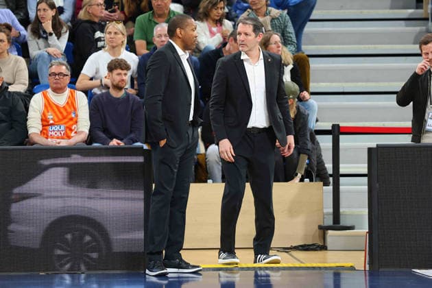 TY Harrelson (Ratiopharm Ulm, Head Coach), Tyron Mccoy (Ratiopharm Ulm, Co-Trainer) GER, MLP Academics Heidelberg vs. Ratiopharm Ulm, Basketball, easycredit Basketball Bundesliga, 26.Spieltag, Saison, 2025 2026, 29.03.2025 GER, MLP Academics Heidelberg vs. Ratiopharm Ulm, Basketball, easycredit Basketball Bundesliga, 26.Spieltag, Saison, 2025 2026, 29.03.2025 Heidelberg Copyright: xEibner-Pressefoto JoergxHirschx EP_JHH