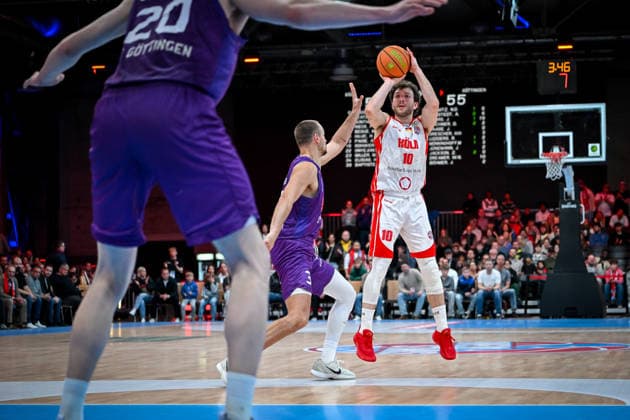 Barmer 2. Basketball Bundesliga ProA: Rheinstars Köln vs. BG Göttingen, 29.03.2026 Haris Hujic (RheinStarsKöln 10), Barmer 2. Basketball Bundesliga ProA: Rheinstars Köln vs. BG Göttingen am 29.03.2026 in der Motorworld Köln in Koeln (Nordrhein-Westfalen) Copyright: xBEAUTIFULxSPORTS Mueller-Laschetx