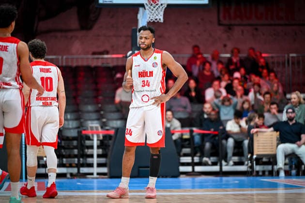 Barmer 2. Basketball Bundesliga ProA: Rheinstars Köln vs. BG Göttingen, 30.03.2026 Hall B Elisias (RheinStarsKöln 34), Barmer 2. Basketball Bundesliga ProA: Rheinstars Köln vs. BG Göttingen am 30.03.2026 in der Motorworld Köln in Koeln (Nordrhein-Westfalen) Copyright: xBEAUTIFULxSPORTS Mueller-Laschetx