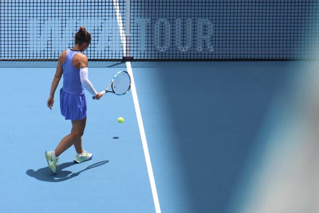 March 29, 2026, Miami Gardens, Florida, USA: SARA ERRANI (ITA) in action during her women s doubles finals match against TAYLOR TOWNSEND (USA) and KATERINA SINIAKOVA (CZE) at the Miami Open at Hard Rock Stadium in Miami Gardens, Florida. Miami Gardens USA - ZUMAv151 20260329_zsp_v151_017 Copyright: xLorenzoxVasquezx