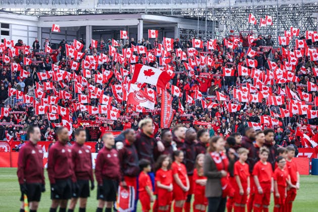 Canada v Iceland - International Friendly, Länderspiel, Nationalmannschaft Fans of Team Canada cheer during an international friendly match between Canada and Iceland at BMO Field in Toronto, Ontario, Canada, on March 28, 2026. Toronto Canada  Copyright: xIndrawanxKumalax originalFilename:kumala-notitle260328_npqQZ.jpg