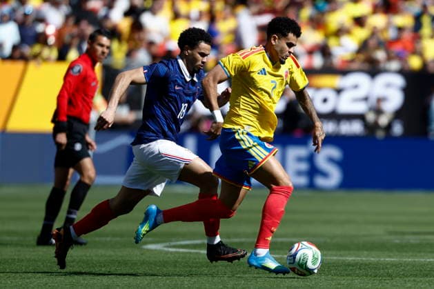 Soccer International Friendly, Länderspiel, Nationalmannschaft - Colombia vs France France™s Warren Zaire-Emery (L) in action against Colombia s Luis Diaz (R) during the friendly soccer match between Colombia and France in Landover, Maryland, USA, 29 March 2026. LANDOVER MARYLAND UNITED STATES  Copyright: xWILLxOLIVERx