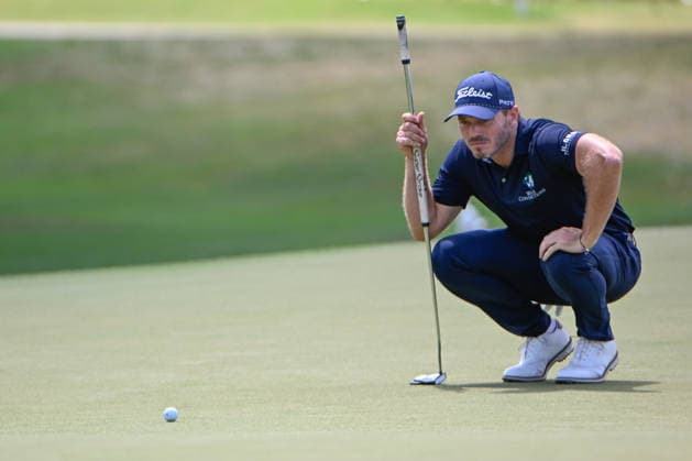 HOUSTON, TX - MARCH 29: Bronson Burgoon (USA) lines up his birdie putt on 9 during the final round of the Texas Children s Houston Open on March 29, 2026, at Memorial Park Golf Course, Houston, Texas. (Photo by Ken Murray Icon Sportswire) GOLF: MAR 29 PGA, Golf Herren Texas Children s Houston Open EDITORIAL USE ONLY Icon2603290184