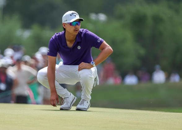 HOUSTON, TX - MARCH 29: Min Woo Lee (AUS) studies his putt on 8 green during the final round of the Texas Children s Houston Open on March 29, 2026, at Memorial Park Golf Course, Houston, Texas(Photo by Leslie Plaza Johnson Icon Sportswire) GOLF: MAR 29 PGA, Golf Herren Texas Children s Houston Open EDITORIAL USE ONLY Icon2603290884