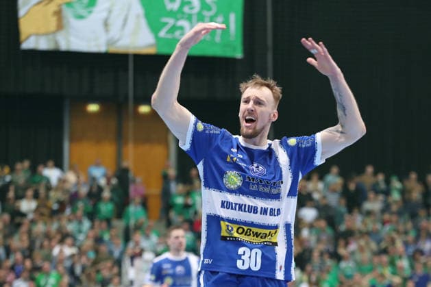 Handball DAIKIN HBL, SC DHfK Leipzig - ThSV Eisenach; 29.03.2026 Dominik Solak (30, ThSV Eisenach) emotional. Handball, DAIKIN HBL, 1. Bundesliga, Saison 2025 2026, 26. Spieltag: SC DHfK Leipzig vs. ThSV Eisenach am 29.03.2026 in der Quarterback Immobilien Arena Leipzig. Copyright: xBEAUTIFULxSPORTS JanxKaeferx