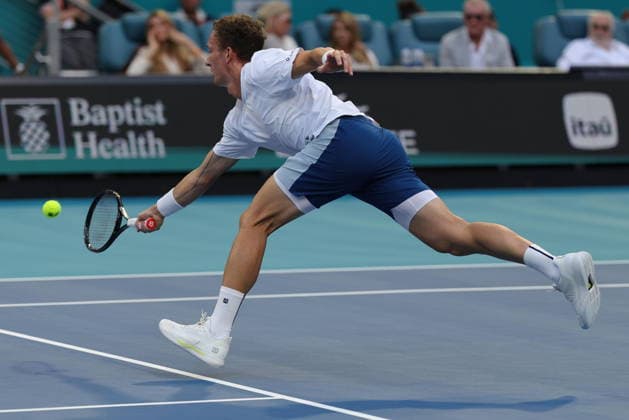 Tennis 2026 Miami Open - Day 12 - Men s Final Jiri Lehecka of the Czech Republic in action against Jannik Sinner of Italy during the Men™s Final match at the 2026 Miami Open tennis tournament at the Hard Rock Stadium in Miami, Florida, USA, 29 March 2026. MIAMI FLORIDA United States  Copyright: xCRISTOBALxHERRERA-ULASHKEVICHx
