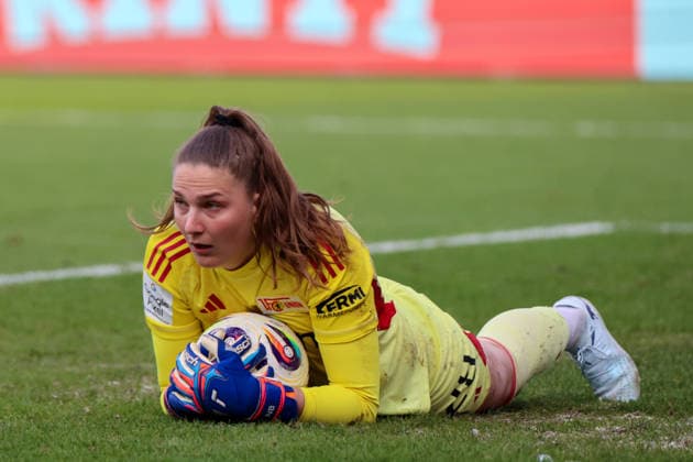 Wolfsburg, Deutschland: 29. März 2026 - 1. Frauen Bundesliga - 22. Spieltag - VfL Wolfsburg vs. Union Berlin Im Bild: Torhüterin Nadine Böhi Boehi (Union Berlin) Copyright: HMBxMedia MadeleinexFantini