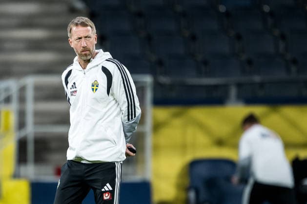 260330 Head coach Graham Potter of the Swedish national football team at a training session on March 30, 2026 in Stockholm. Photo: Jesper Zerman BILDBYRAN kod JZ JZ0693 fotboll football soccer fotball vm-kval kval FIFA World Cup, WM, Weltmeisterschaft, Fussball qualifier qualifier träning practice training sverige sweden sverige a bbeng Copyright: JESPERxZERMAN BB260330JZ004