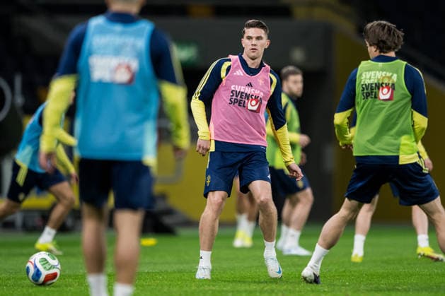 260330 Viktor Gyökeres of the Swedish national football team at a training session on March 30, 2026 in Stockholm. Photo: Jesper Zerman BILDBYRAN kod JZ JZ0693 fotboll football soccer fotball vm-kval kval FIFA World Cup, WM, Weltmeisterschaft, Fussball qualifier qualifier träning practice training sverige sweden sverige a bbeng Copyright: JESPERxZERMAN BB260330JZ018