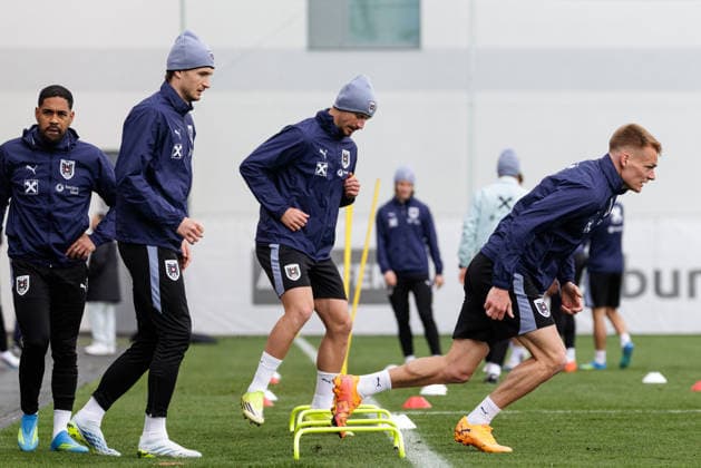 SOCCER - AUT vs KOR, test match VIENNA,AUSTRIA,30.MAR.26 - SOCCER - OEFB international test match, Austria vs South Korea, preview, training Team AUT. Image shows Philipp Mwene, Stefan Posch, Marco Friedl and Philipp Lienhart (AUT).  GEPAxpictures xArminxRauthner