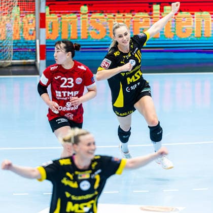 29.03.2026, GER, Handball, Frauen, Saison 2025 2026, EHF European League, Viertelfinale, Thueringer HC - Nykobing Falster Handbold Mia Solberg Svele (Nykobing Falster Handbold) 99947 Bad Langensalza Salza Halle Sporthalle Mehrz Thüringen Deutschland