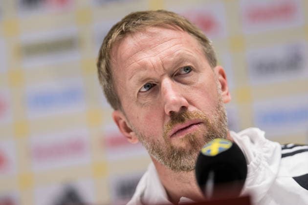 260330 Head coach Graham Potter of the Swedish national football team at a press conference, PK, Pressekonferenz on March 30, 2026 in Stockholm. Photo: Jesper Zerman BILDBYRAN kod JZ JZ0694 fotboll football soccer fotball vm-kval kval FIFA World Cup, WM, Weltmeisterschaft, Fussball qualifier qualifier presskonferens press conference sverige sweden sverige a bbeng Copyright: JESPERxZERMAN BB260330JZ043