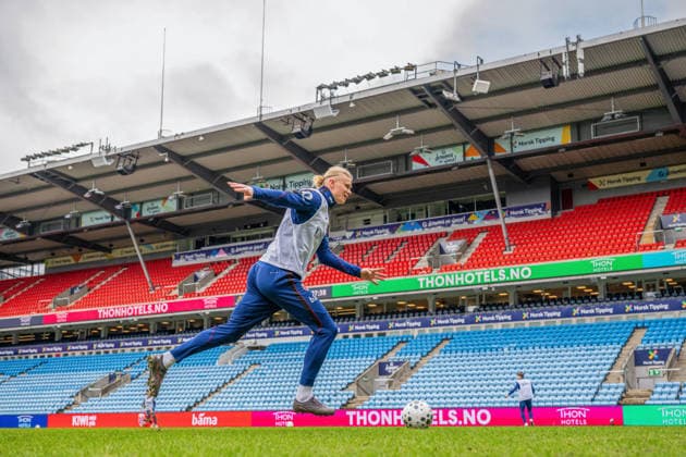 260330 Erling Braut Haaland of the Norwegian national football team during a training session on March 30, 2026 in Oslo. Photo: Vegard Grott BILDBYRAN kod VG VG0912 bbeng fotball football soccer fotboll norge norway trening träning training practice Copyright: VEGARDxGRoTT BB260330VG001