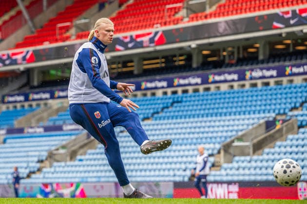 260330 Erling Braut Haaland of the Norwegian national football team during a training session on March 30, 2026 in Oslo. Photo: Vegard Grott BILDBYRAN kod VG VG0912 bbeng fotball football soccer fotboll norge norway trening träning training practice Copyright: VEGARDxGRoTT BB260330VG011