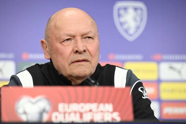 Head coach of Czech Team Miroslav Koubek speaks during the press conference, PK, Pressekonferenz prior to the European playoff final on advancement to World Cup Czechia vs Denmark in Prague, Czech Republic, March 30, 2026. (CTKxPhoto MichalxKamaryt) CTKPhotoP2026033004720  CTKPhotoP2026033004720