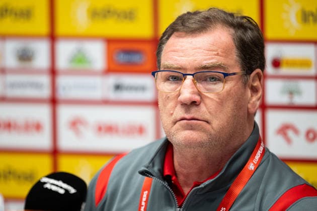 260330 Head coach Jan Urban of the Polish national football team at a press conference, PK, Pressekonferenz on March 30, 2026 in Stockholm. Photo: Jesper Zerman BILDBYRAN kod JZ JZ0695 fotboll football soccer fotball vm-kval kval FIFA World Cup, WM, Weltmeisterschaft, Fussball qualifier qualifier presskonferens press conference polen poland bbeng Copyright: JESPERxZERMAN BB260330JZ064