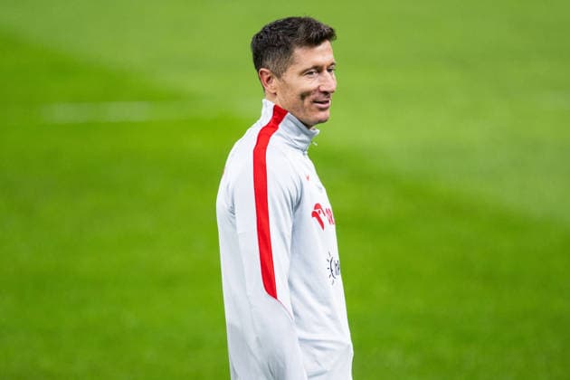 260330 Robert Lewandowski of the Polish national football team at a training session on March 30, 2026 in Stockholm. Photo: Jesper Zerman BILDBYRAN kod JZ JZ0696 fotboll football soccer fotball vm-kval kval FIFA World Cup, WM, Weltmeisterschaft, Fussball qualifier qualifier träning practice training polen poland bbeng Copyright: JESPERxZERMAN BB260330JZ073