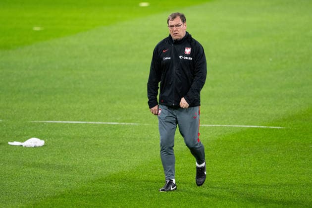 260330 Head coach Jan Urban of Poland s national football team at a training session on March 30, 2026 in Stockholm. Photo: Jesper Zerman BILDBYRAN kod JZ JZ0696 fotboll football soccer fotball vm-kval kval FIFA World Cup, WM, Weltmeisterschaft, Fussball qualifier qualifier träning practice training polen poland bbeng Copyright: JESPERxZERMAN BB260330JZ087