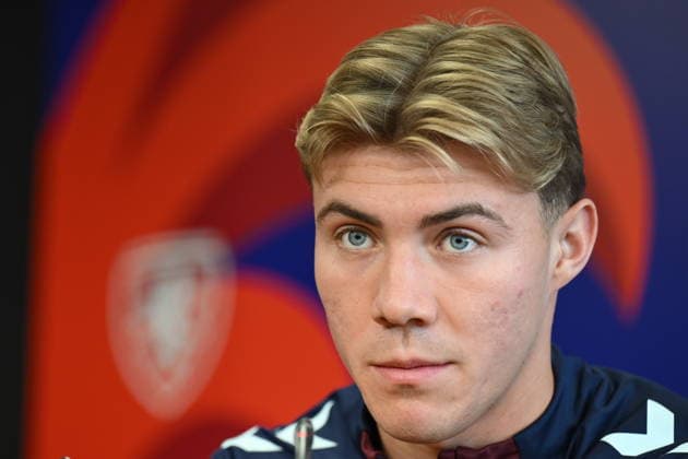 Soccer player of Denmark Arasmus Hoylund speaks during the press conference, PK, Pressekonferenz prior to the European playoff final on advancement to World Cup Czechia vs Denmark in Prague, Czech Republic, March 30, 2026. (CTKxPhoto MichalxKamaryt) CTKPhotoP2026033005866  CTKPhotoP2026033005866