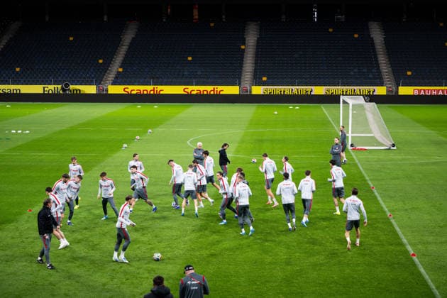 260330 Players of Poland s national football team at a training session on March 30, 2026 in Stockholm. Photo: Jesper Zerman BILDBYRAN kod JZ JZ0696 fotboll football soccer fotball vm-kval kval FIFA World Cup, WM, Weltmeisterschaft, Fussball qualifier qualifier träning practice training polen poland bbeng Copyright: JESPERxZERMAN BB260330JZ092