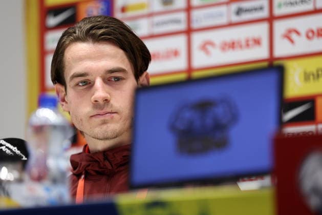 SOLNA 30.03.2026 KONFERENCJA PRASOWA REPREZENTACJI POLSKI --- POLISH FOOTBALL national team, Nationalteam press conference, PK, Pressekonferenz JAKUB KAMINSKI FOT. PIOTR KUCZA FOTOPYK NEWSPIX.PL --- newspix.pl POLAND OUT! 