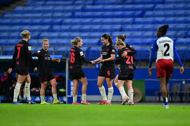 Fußball I Frauen I Saison 2025-2026 I Bundesliga I 22. Spieltag I Hamburger SV - Bayer 04 Leverkusen I 30.03.2026 Jubel, Begeisterung, Enthusiasmus, Euphorie, Freude, Glücksgefühl, Heiterkeit bei: Bayer 04 Leverkusen Frauen Hamburg Volkspark, Volksparkstadion, Stadion, Volkspark-Stadion Hamburg Deutschland Copyright: xLobeca FelixxSchlikisx