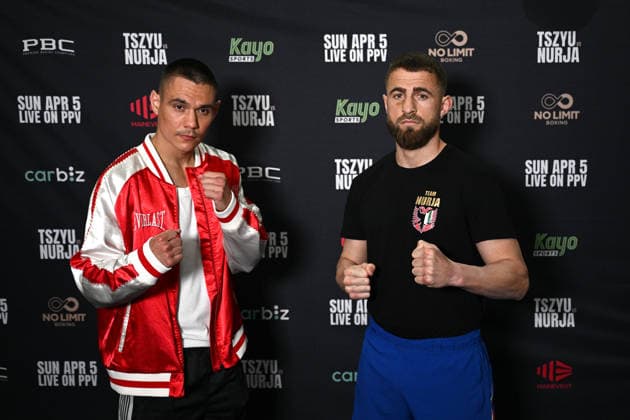 BOXING TSZYU FACE OFF, Australian boxer Tim Tszyu and Albania™s Denis Nurja face off ahead of their upcoming fight, at Bondi Boxing Club, Sydney, Tuesday, March 31, 2026. ( NO ARCHIVING SYDNEY NEW SOUTH WALES AUSTRALIA  Copyright: xDANxHIMBRECHTSx 20260331129918556553